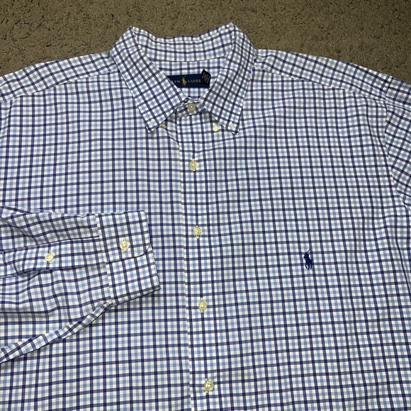 Polo Ralph Lauren Other - Polo Ralph Lauren Mens Gingham Button Down Shirt Blue White Classic Fit 2XLT